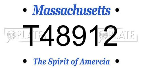 T48912 Massachusetts License Plate