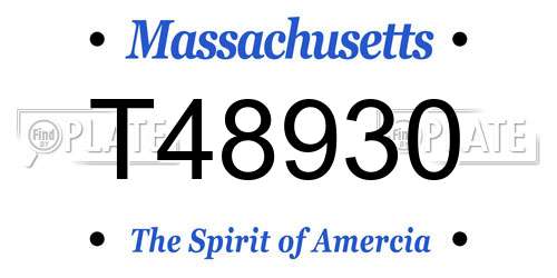 T48930 Massachusetts License Plate