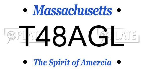 T48AGL Massachusetts License Plate