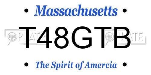 T48GTB Massachusetts License Plate