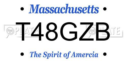 T48GZB Massachusetts License Plate