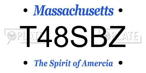 T48SBZ Massachusetts License Plate