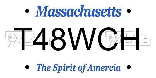 T48WCH Massachusetts License Plate