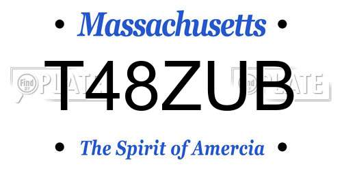 T48ZUB Massachusetts License Plate