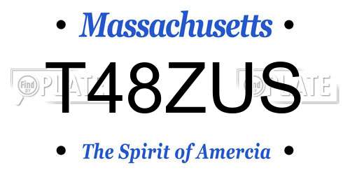 T48ZUS Massachusetts License Plate
