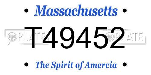 T49452 Massachusetts License Plate
