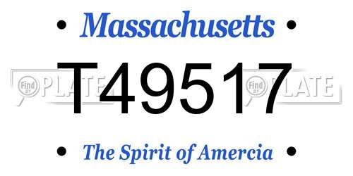 T49517 Massachusetts License Plate