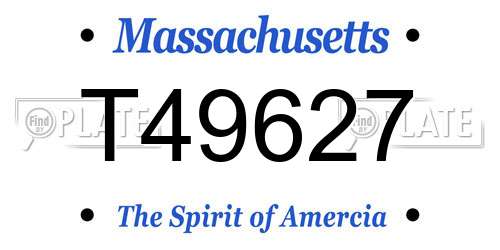 T49627 Massachusetts License Plate