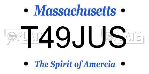 T49JUS Massachusetts License Plate