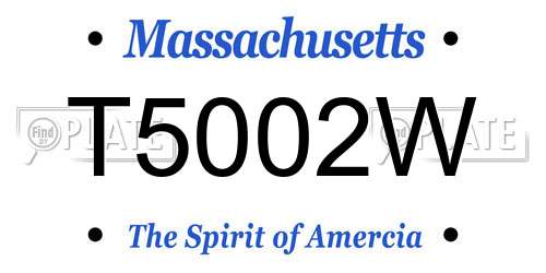 T5002W Massachusetts License Plate
