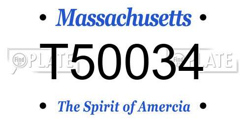 T50034 Massachusetts License Plate