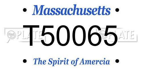 T50065 Massachusetts License Plate