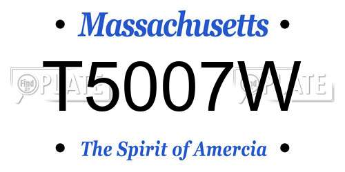 T5007W Massachusetts License Plate