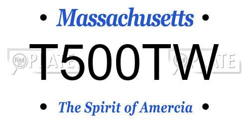 T500TW Massachusetts License Plate