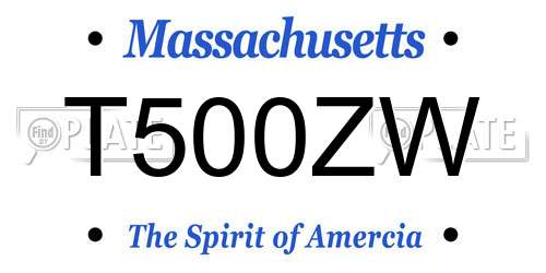 T500ZW Massachusetts License Plate