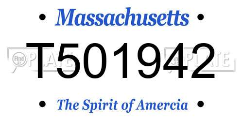 T501942 Massachusetts License Plate