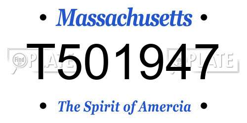 T501947 Massachusetts License Plate