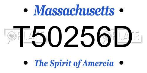T50256D Massachusetts License Plate