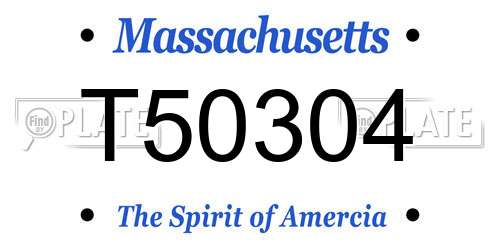 T50304 Massachusetts License Plate