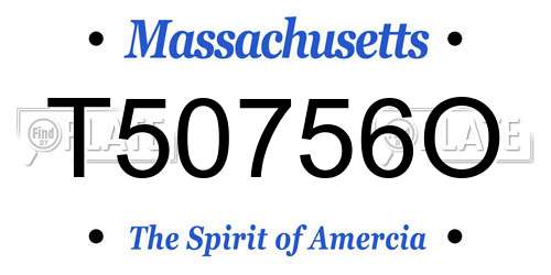 T50756O Massachusetts License Plate