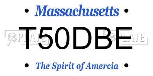T50DBE Massachusetts License Plate