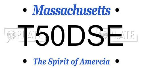 T50DSE Massachusetts License Plate