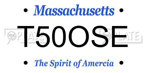 T50OSE Massachusetts License Plate