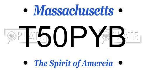 T50PYB Massachusetts License Plate