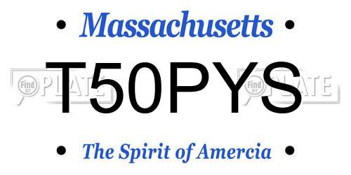 T50PYS Massachusetts License Plate