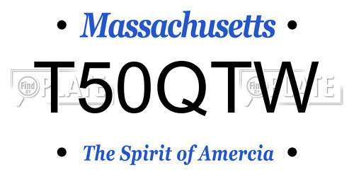 T50QTW Massachusetts License Plate