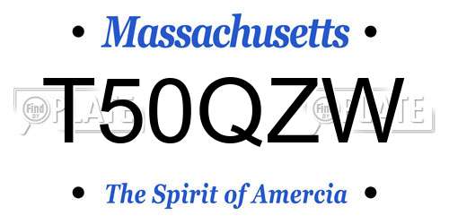 T50QZW Massachusetts License Plate