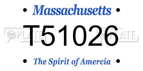 T51026 Massachusetts License Plate