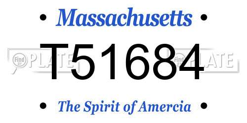 T51684 Massachusetts License Plate