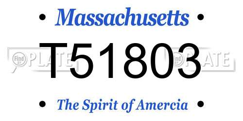 T51803 Massachusetts License Plate