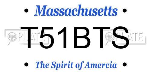 T51BTS Massachusetts License Plate