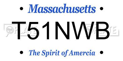 T51NWB Massachusetts License Plate