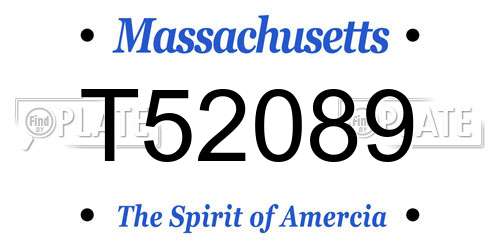 T52089 Massachusetts License Plate