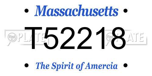 T52218 Massachusetts License Plate