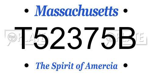 T52375B Massachusetts License Plate