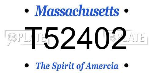 T52402 Massachusetts License Plate