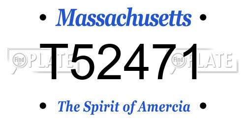 T52471 Massachusetts License Plate