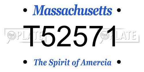 T52571 Massachusetts License Plate