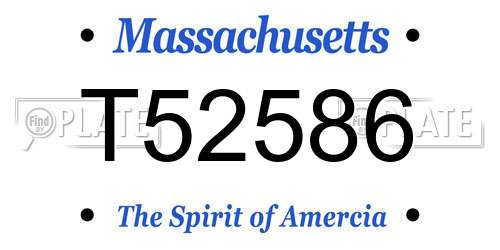 T52586 Massachusetts License Plate