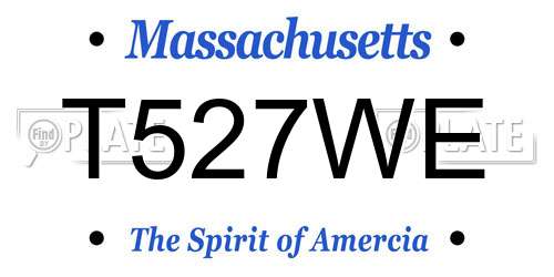 T527WE Massachusetts License Plate