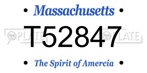T52847 Massachusetts License Plate
