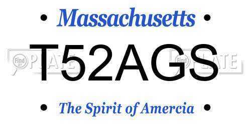 T52AGS Massachusetts License Plate
