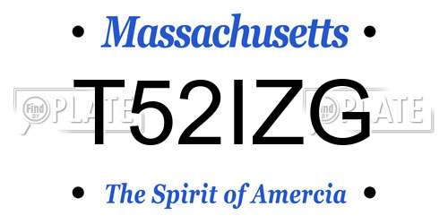T52IZG Massachusetts License Plate