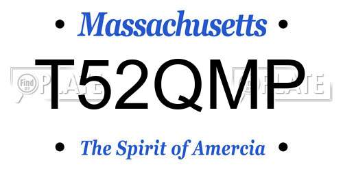 T52QMP Massachusetts License Plate
