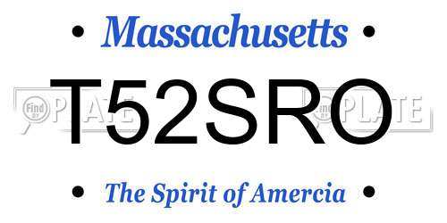 T52SRO Massachusetts License Plate
