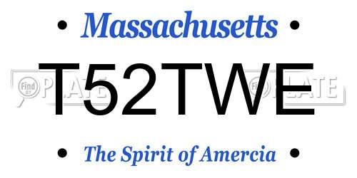 T52TWE Massachusetts License Plate